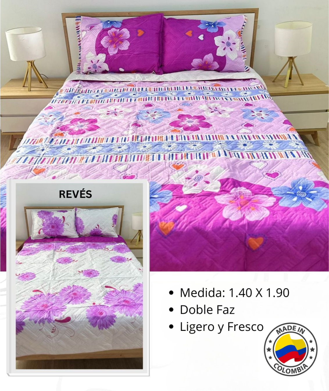 Cubrelecho Flor Morada