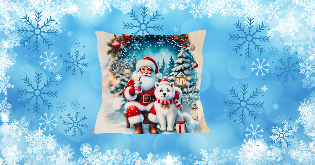 Cojin Navidad santa y lobo🎄✨