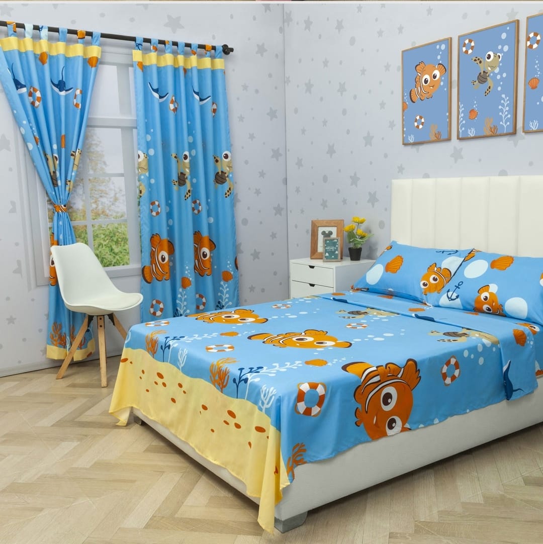 juego de sabanas infantil nemo con cortinas
