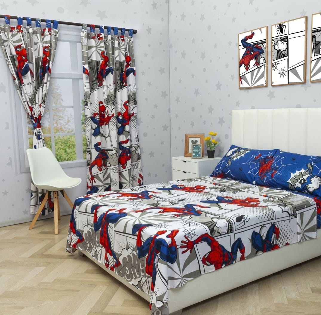 juego de sabana infantil spider-man con cortinas