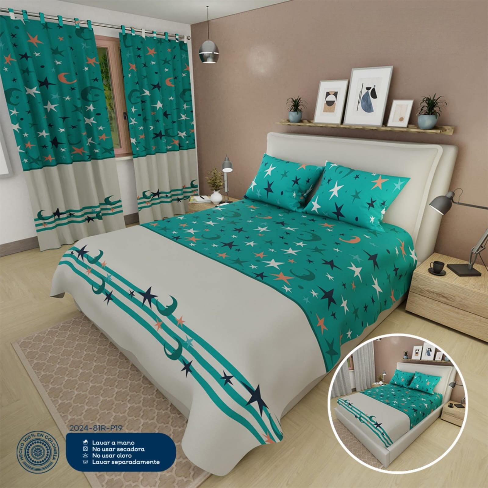 juego de sabanas estrellas con microfibra suavizada incluye cortinas