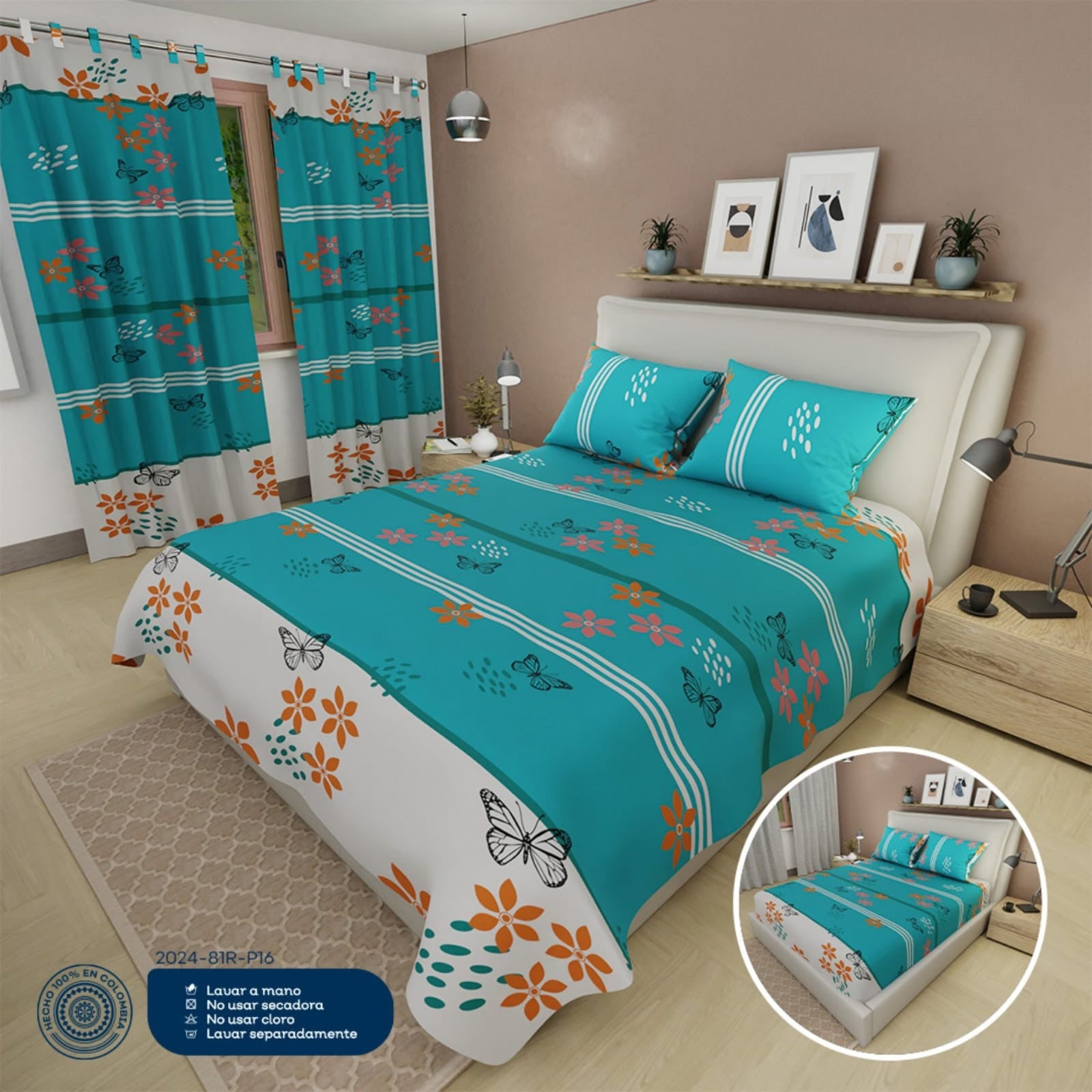 juego de sabanas mariposas de microfibra suavizada incluye cortinas