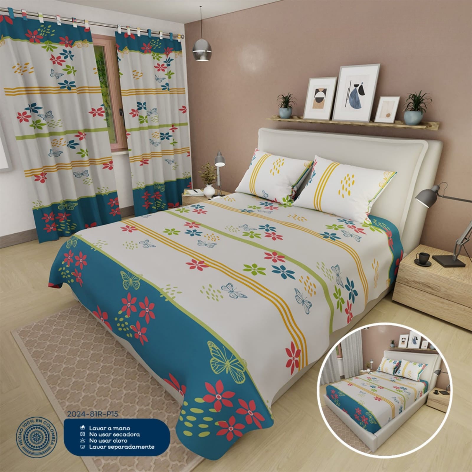 juego de sabanas hawai de microfibra suavizada incluye cortinas