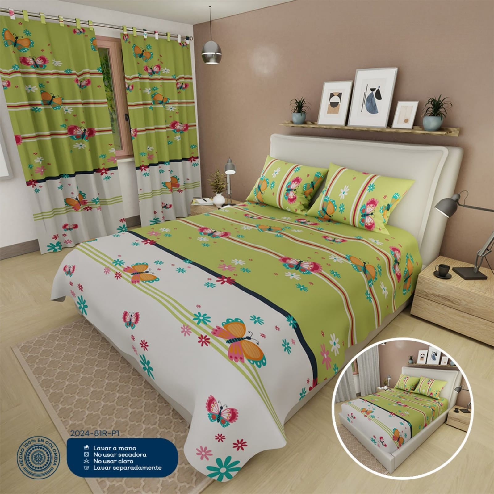juego de sabanas mariposas incluye cortinas